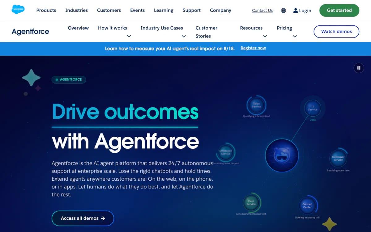 Screenshot of the Agentforce website