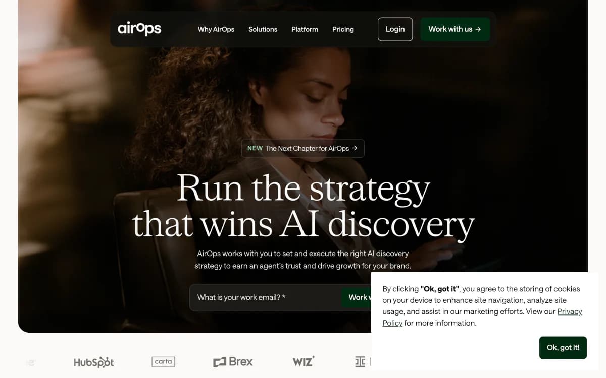 Screenshot of the AirOps website