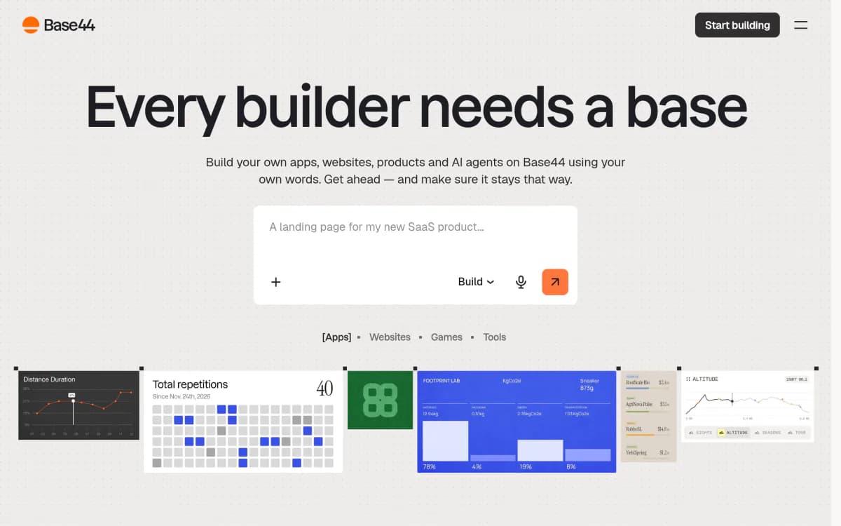 Screenshot of the Base44 website