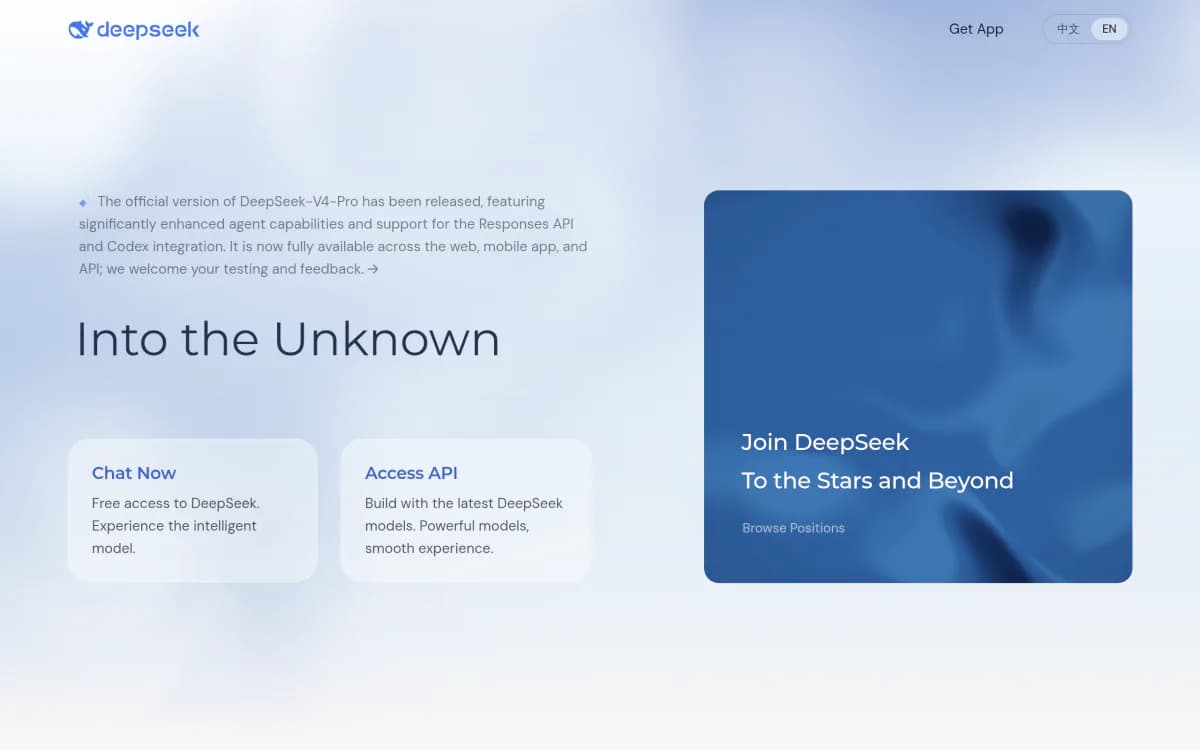 Screenshot of the DeepSeek website