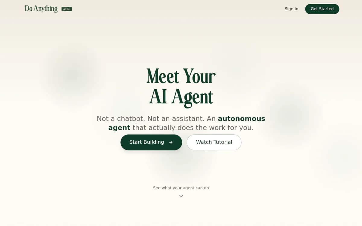 Screenshot of the Do Anything website