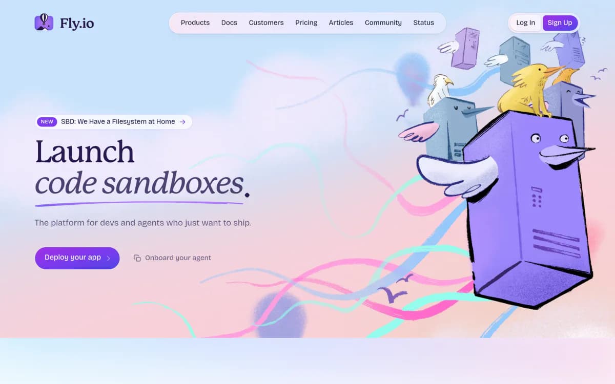 Screenshot of the Fly.io website
