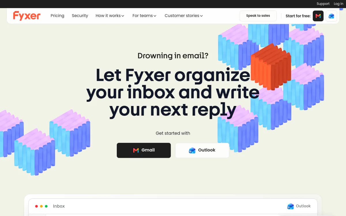 Screenshot of the Fyxer website