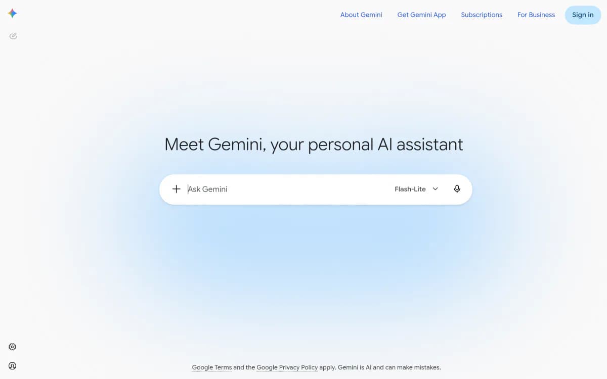 Screenshot of the Gemini website