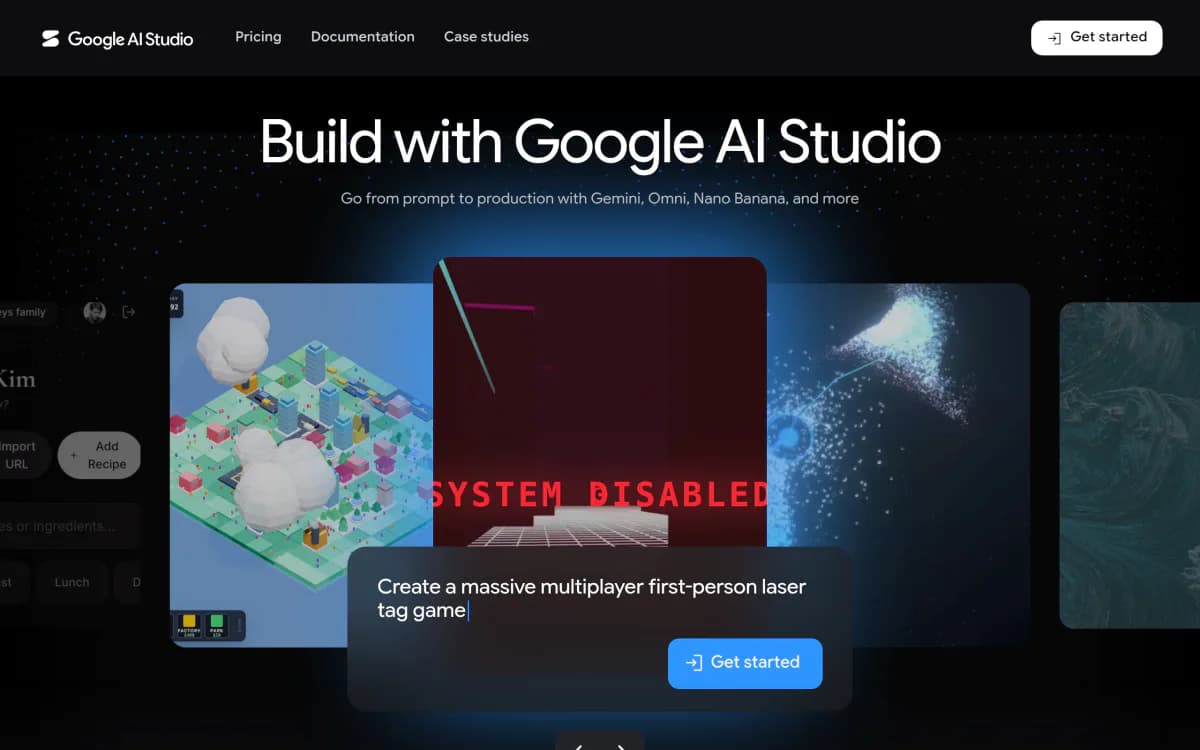 Screenshot of the Google AI Studio website