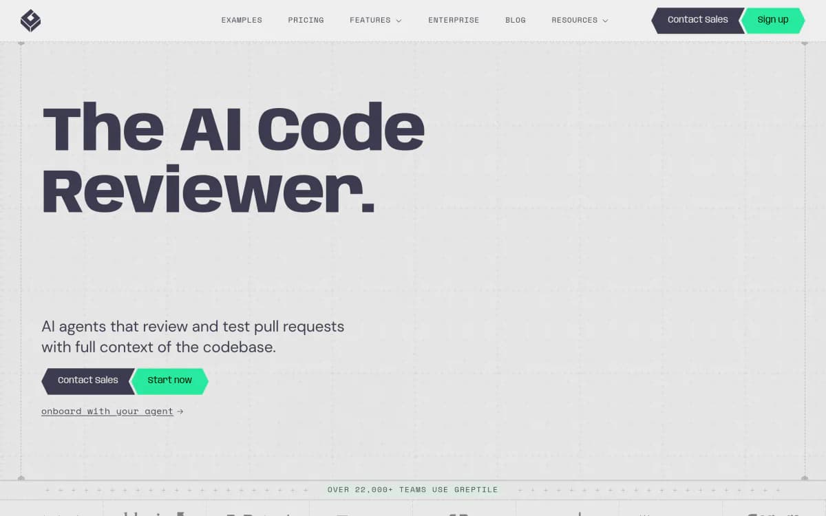 Screenshot of the Greptile website