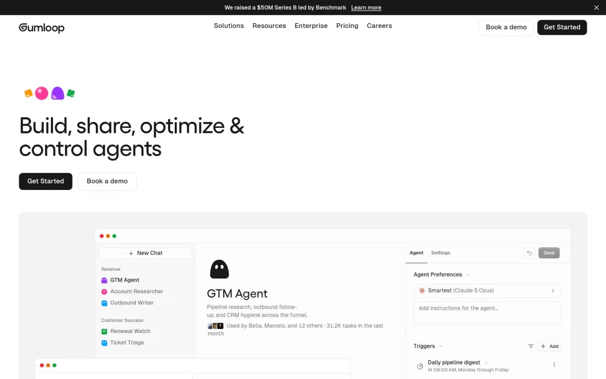 Screenshot of the Gumloop website