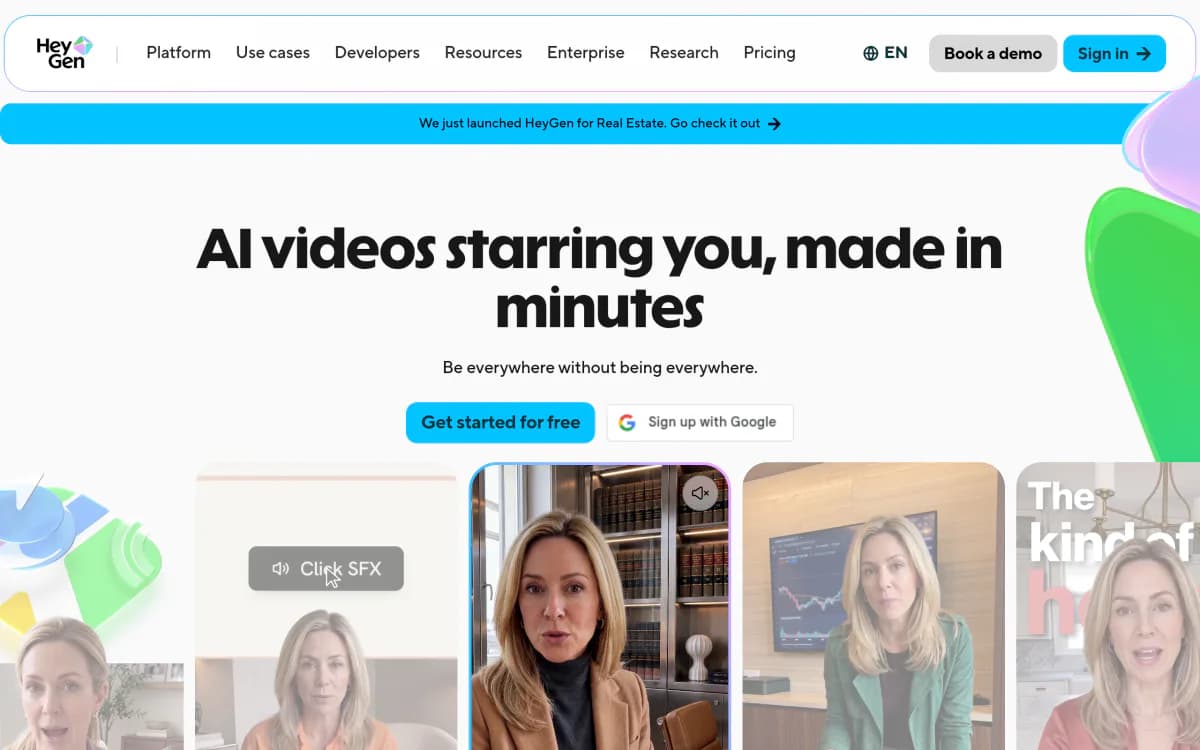 Screenshot of the HeyGen website