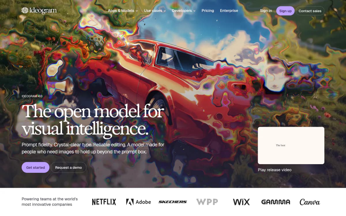 Screenshot of the Ideogram website