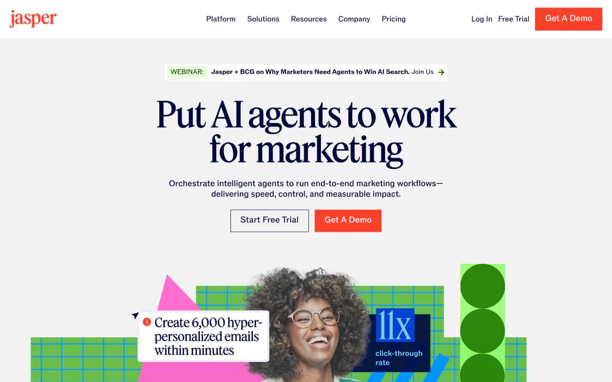 Screenshot of the Jasper website