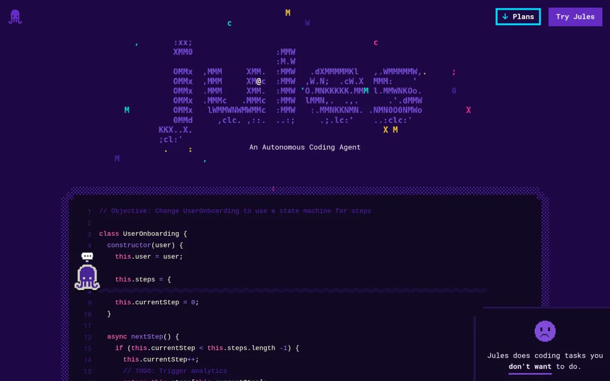 Screenshot of the Jules website
