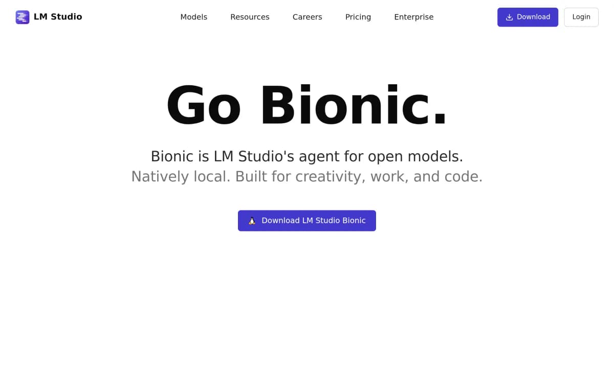 Screenshot of the LM Studio website