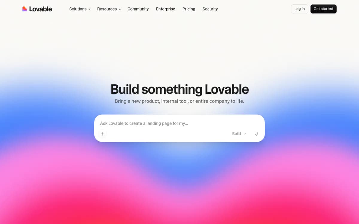 Screenshot of the Lovable website