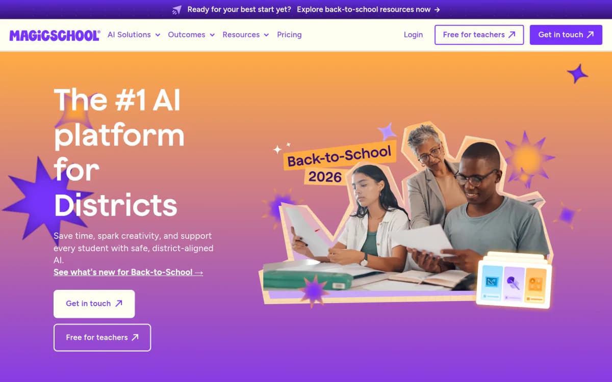 Screenshot of the MagicSchool website