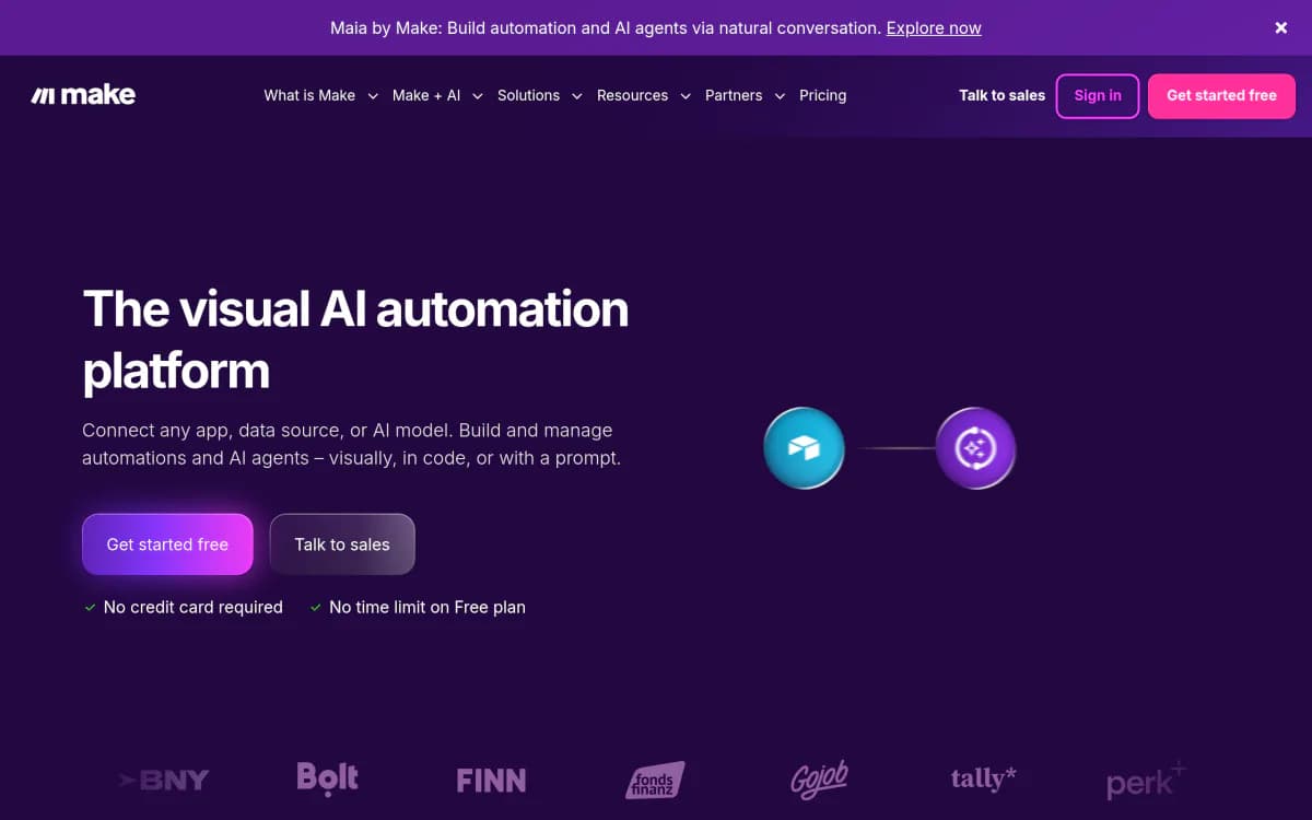 Screenshot of the Make website