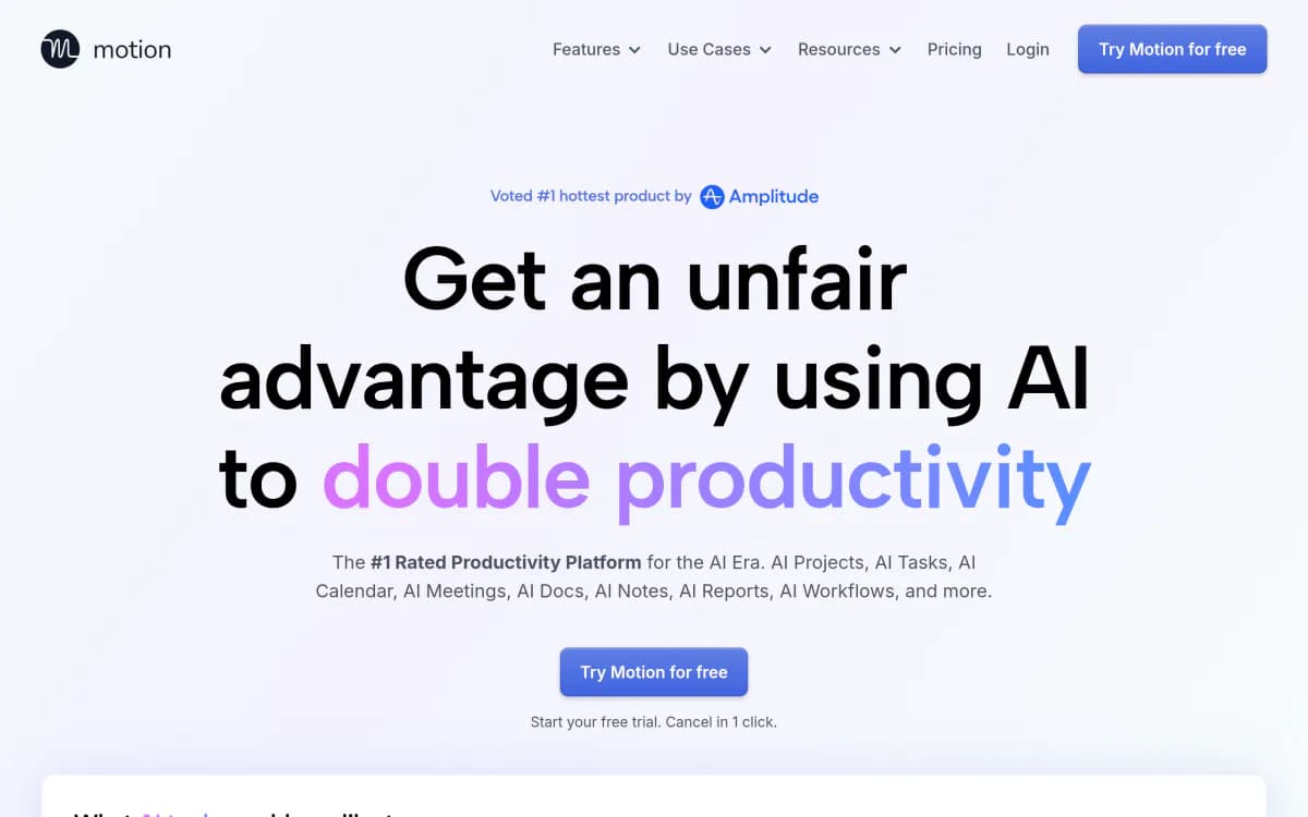 Screenshot of the Motion website