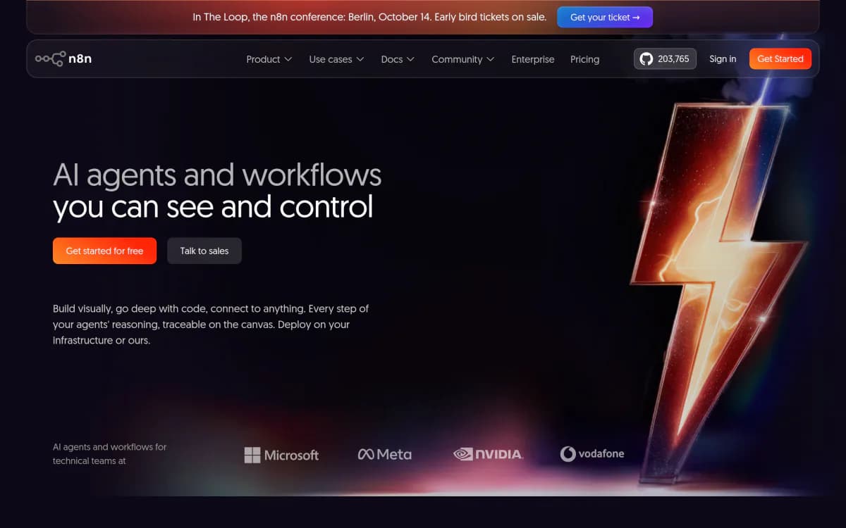 Screenshot of the n8n website