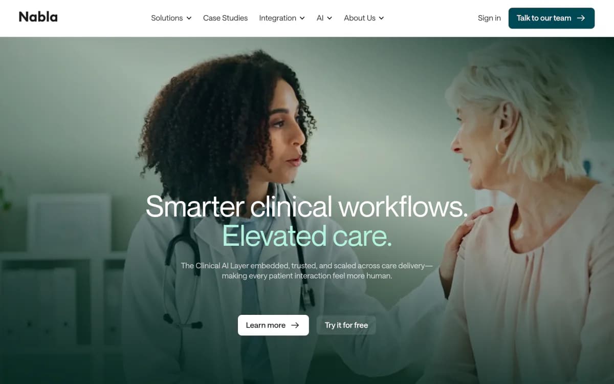 Screenshot of the Nabla website