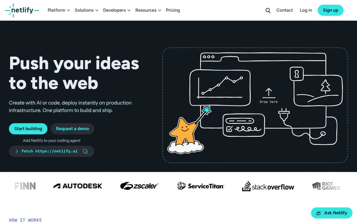 Screenshot of the Netlify website