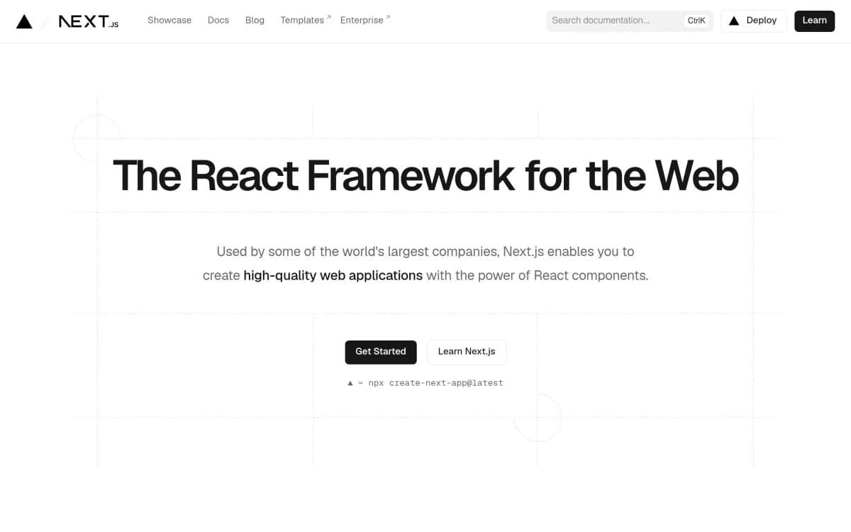 Screenshot of the Next.js website