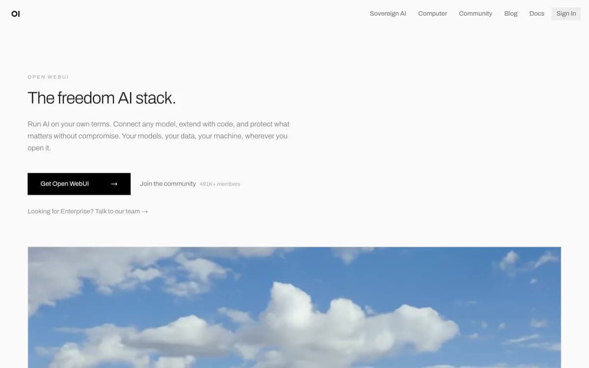 Screenshot of the Open WebUI website