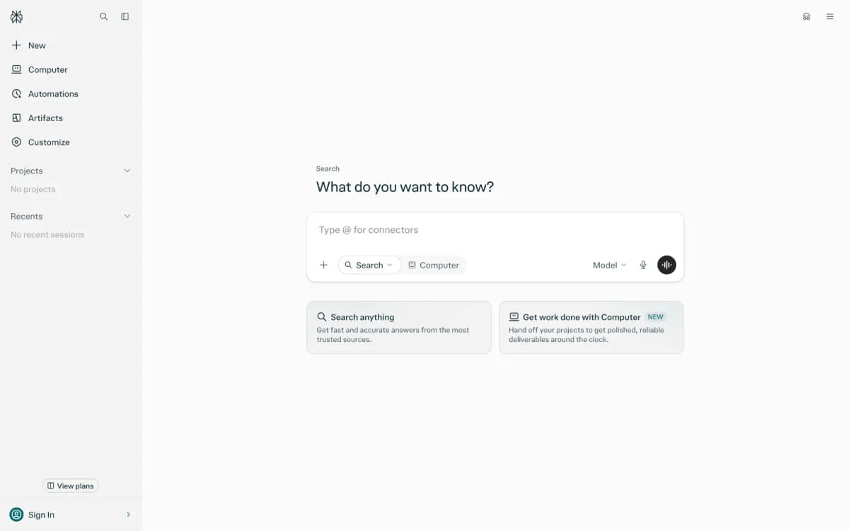Screenshot of the Perplexity website