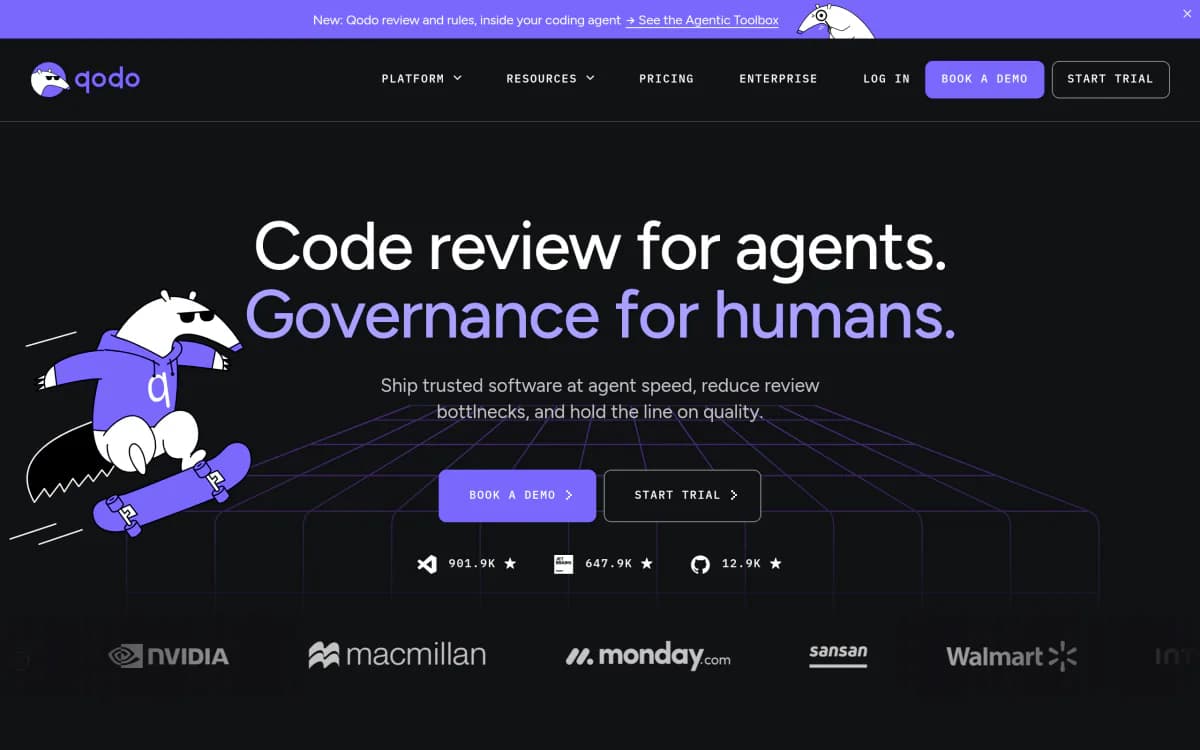 Screenshot of the Qodo website
