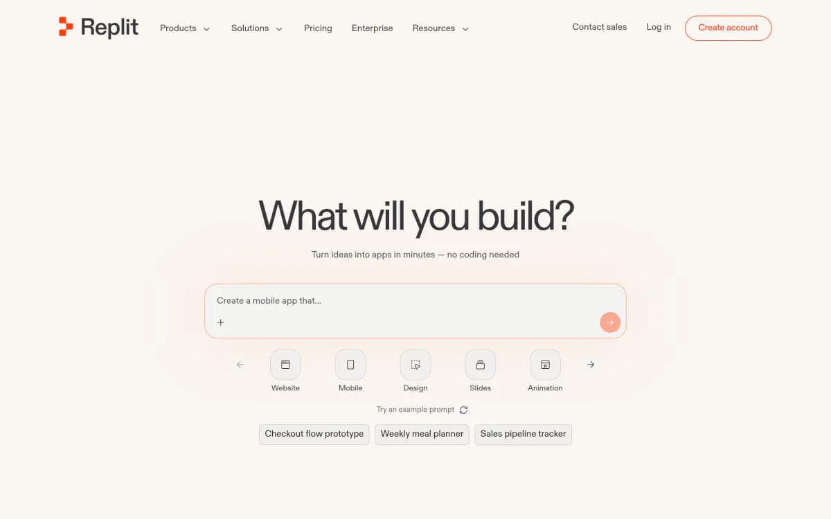 Screenshot of the Replit website