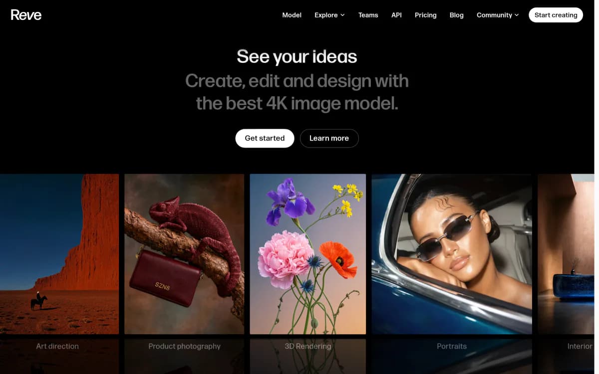 Screenshot of the Reve website