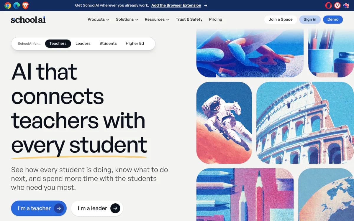 Screenshot of the SchoolAI website