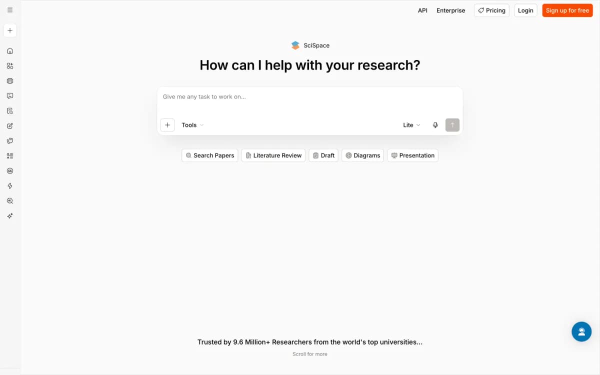 Screenshot of the SciSpace website