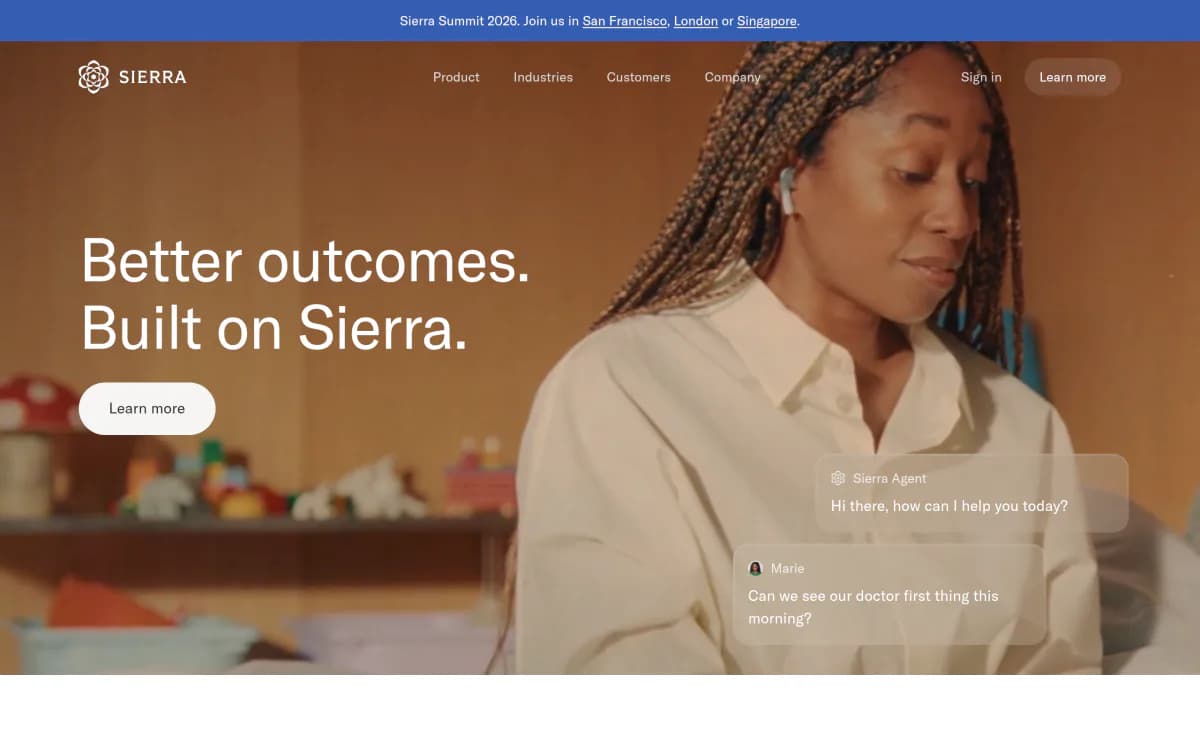 Screenshot of the Sierra website