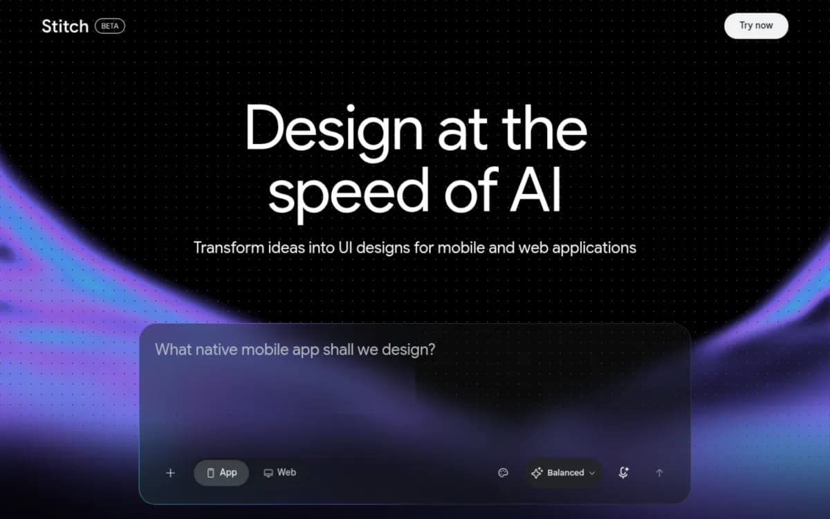 Screenshot of the Stitch website