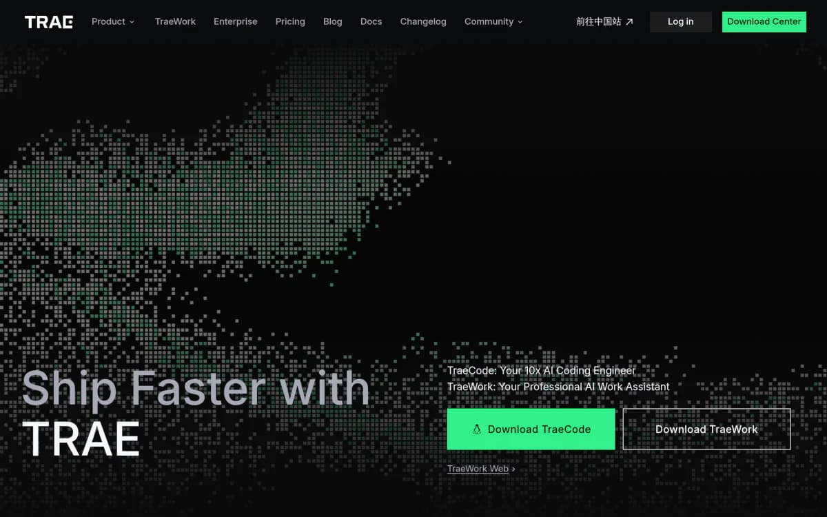 Screenshot of the TRAE website